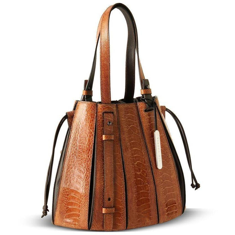 Via Veneta Provoque Fern Ostrich Leg Handbag | Brown - iBags.co.za