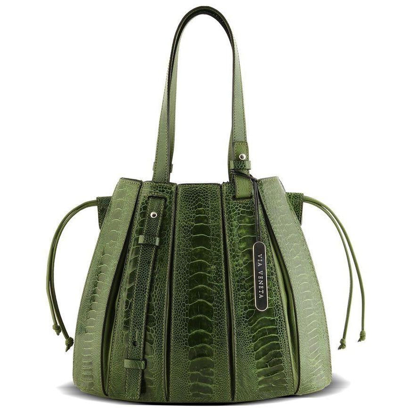 Via Veneta Provoque Fern Ostrich Leg Handbag | Green - iBags.co.za