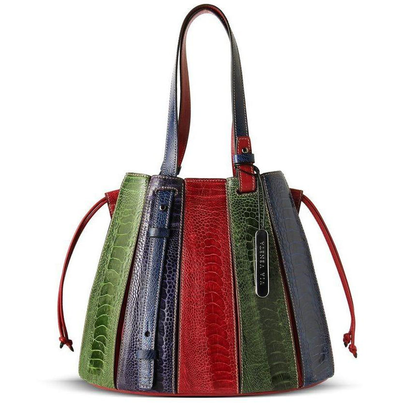 Via Veneta Provoque Fern Ostrich Leg Handbag | Multi - iBags.co.za