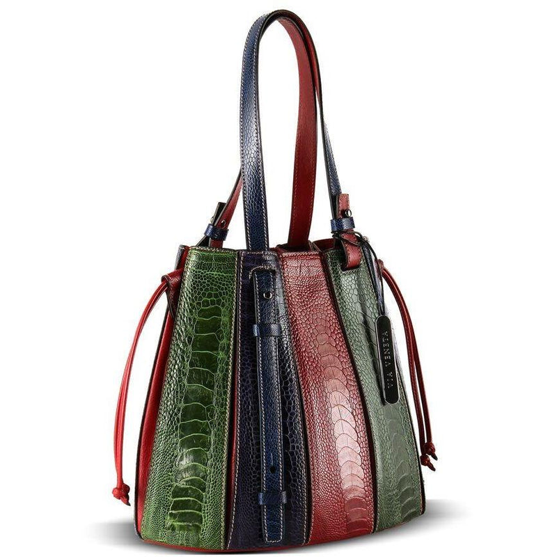 Via Veneta Provoque Fern Ostrich Leg Handbag | Multi - iBags.co.za