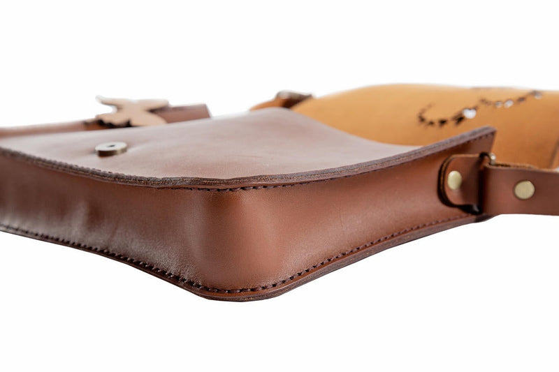 Yuppie Butterfly Hearts Bag Of Love | Brown Leather - iBags - Luggage & Leather Bags