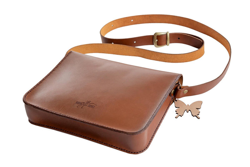 Yuppie Butterfly Hearts Bag Of Love | Brown Leather - iBags - Luggage & Leather Bags