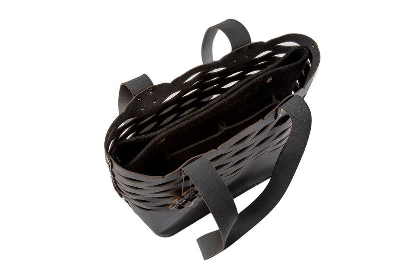 Yuppie Daisy Leather Handbag | Classic Black - iBags - Luggage & Leather Bags