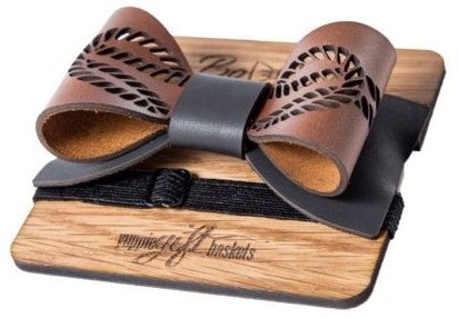 Yuppie Genuine Leather Bowtie | Rope Brown On Black - iBags - Luggage & Leather Bags