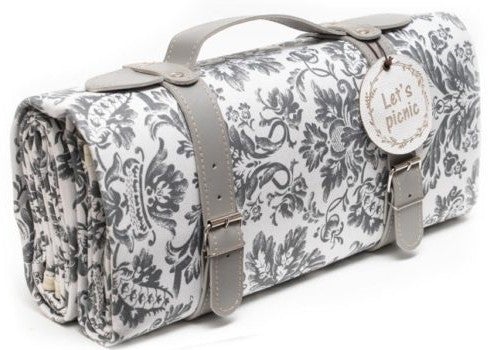 Yuppie Grey Damask Picnic/Beach Rug Med - iBags - Luggage & Leather Bags