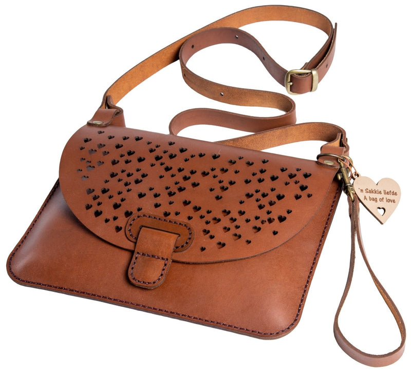 Yuppie Sweetheart Genuine Leather Clutch Handbag | Engraved Inside “A Bag Of Love / ‘N Sakkie Liefde” - iBags - Luggage & Leather Bags