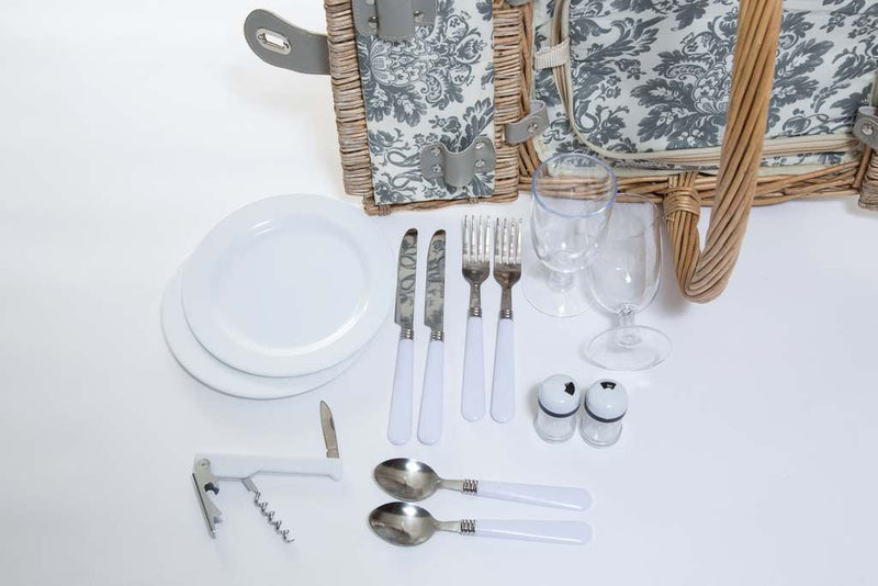 Yuppie Wine Picnic Basket – Natural Wicker (2 Persons) - iBags - Luggage & Leather Bags