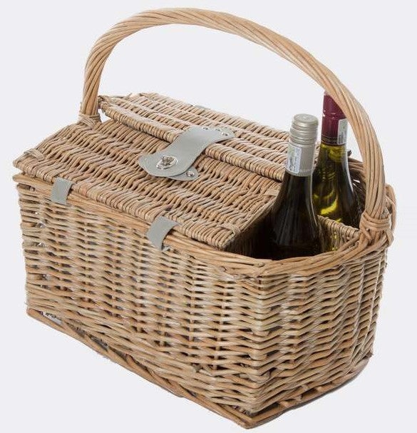 Yuppie Wine Picnic Basket – Natural Wicker (2 Persons) - iBags - Luggage & Leather Bags