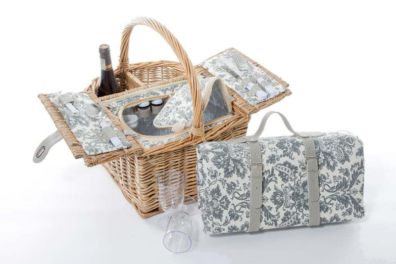 Yuppie Wine Picnic Basket – Natural Wicker (2 Persons) - iBags - Luggage & Leather Bags
